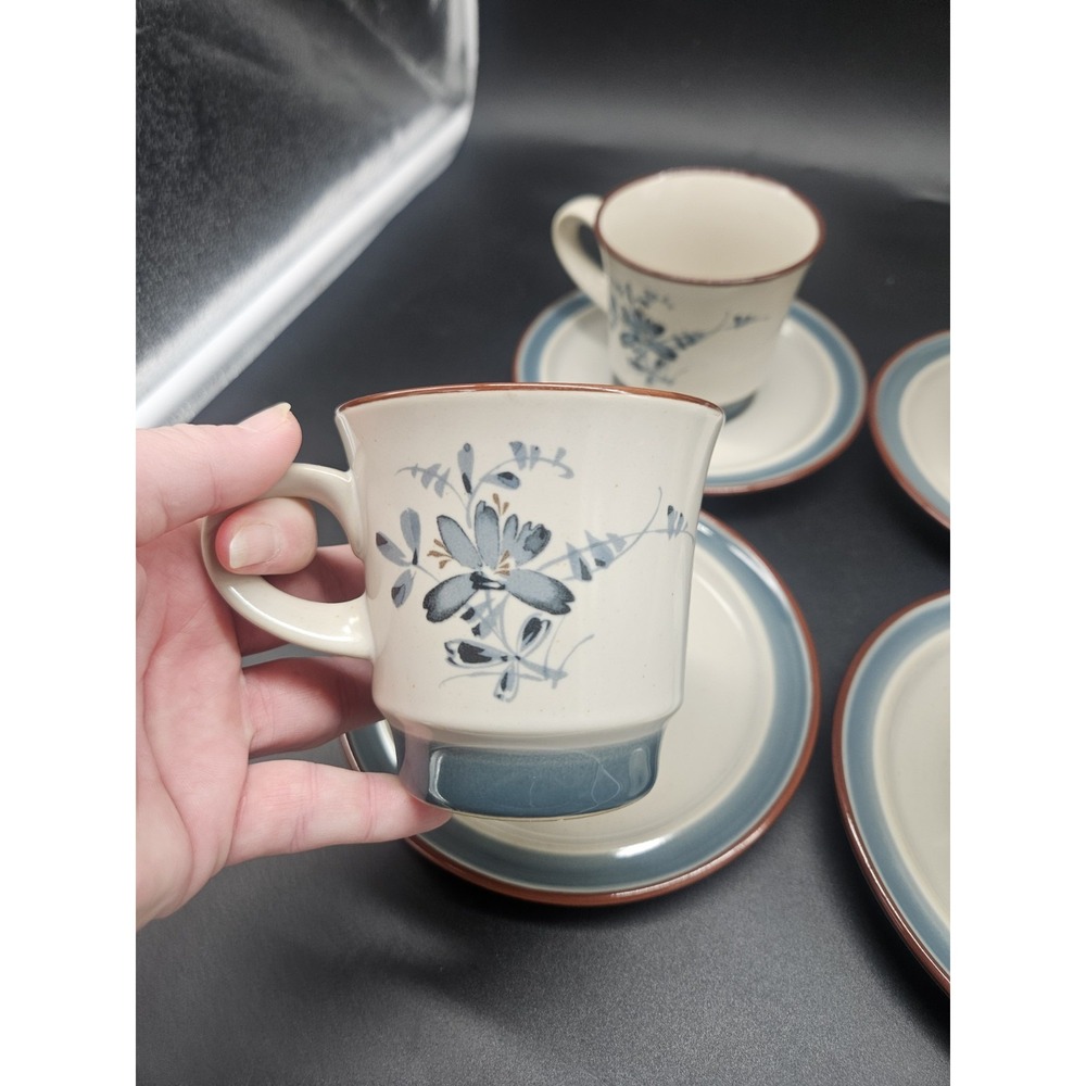 Vintage Noritake Stoneware Pleasure Tea Cup And Saucers Set Of 4 - Picture 3 of 7